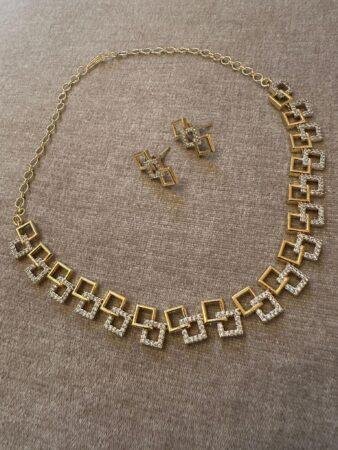 Geometric Link cubic zirconia necklace