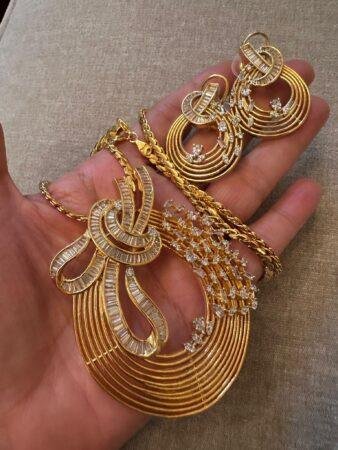 Swirl Gold Necklace & Earring Set ? Modern Desi Jewelry