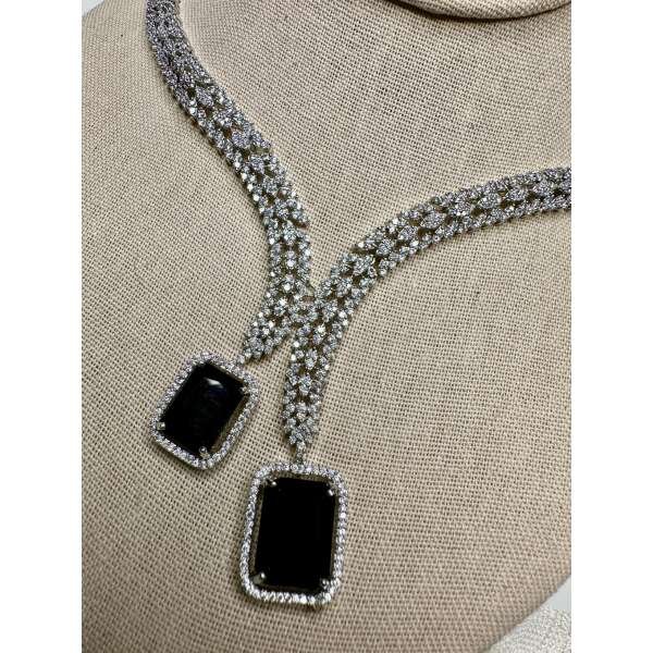Cubic Zarconia ad set  designer necklace set Bollywood  Hollywood inspired onyx. - Image 4