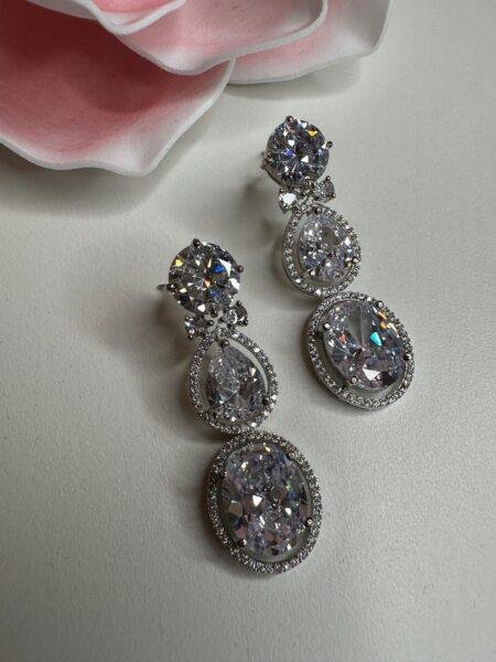 Bollywood Indian Designer Earrings with ad  stone cubic zarconia  silver  plated,Victorian