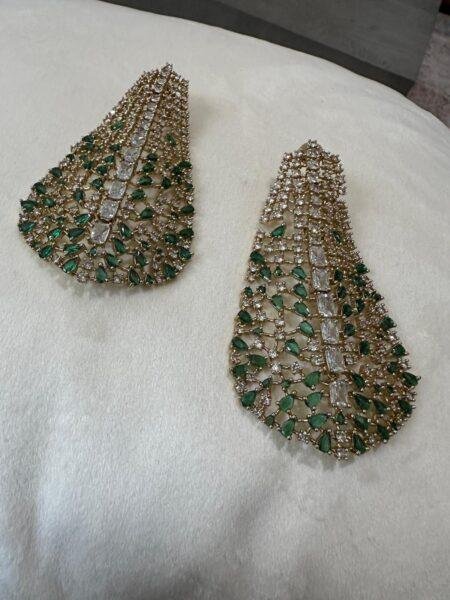 Emerald Luxe Teardrop Earrings - Gold Toned Statement Jewelry