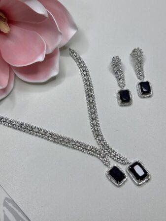 Cubic Zarconia ad set  designer necklace set Bollywood  Hollywood inspired onyx.