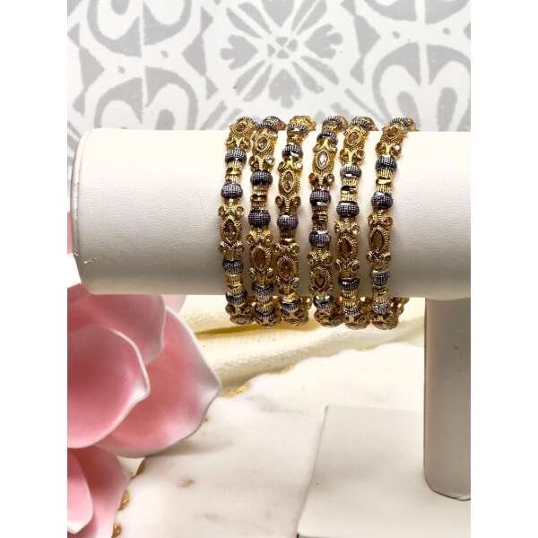 Bollywood  Indian Pakistani  Ethnic bangle set fit 2.4  bangles set brass - Image 3