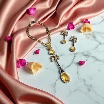 Sabyasachi inspired necklace  set in yellow citrine  color
