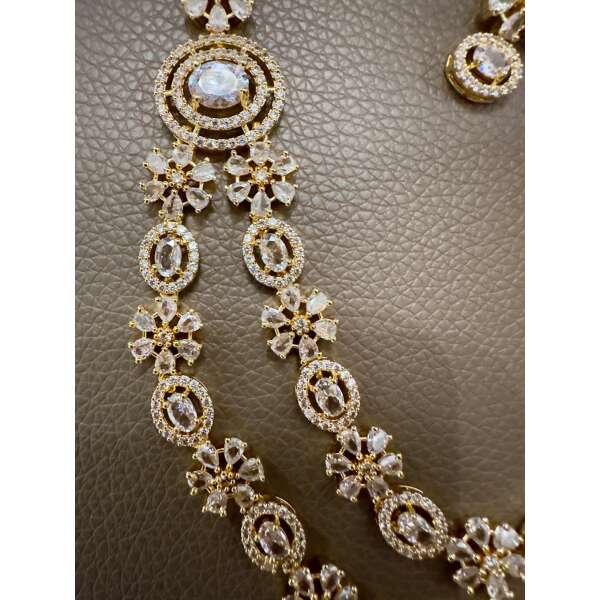 Bollywood ethnic double layer  Indian American daimond ad set gold plated . - Image 4