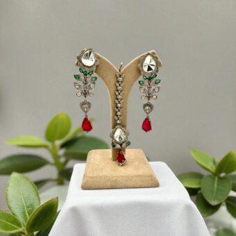 Bollywood ethnic Indian Emerland green set, Ruby  with  ad /kundan stone.