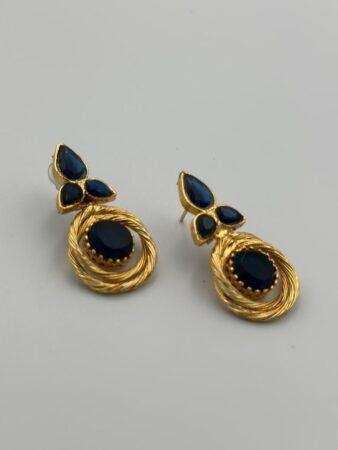 Elegant Gold Plated Blue Stone Earrings - Stunning Jewelry for Women