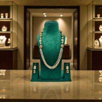 Pearl Mala Antique Gold Finish Jewelry Set - Traditional Indian Elegance