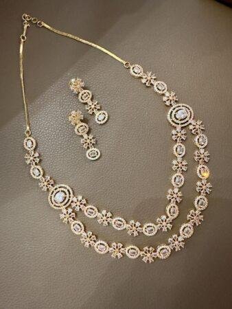 Bollywood ethnic double layer  Indian American daimond ad set gold plated .