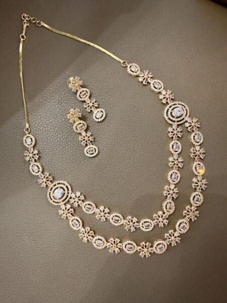 Bollywood ethnic double layer  Indian American daimond ad set gold plated .