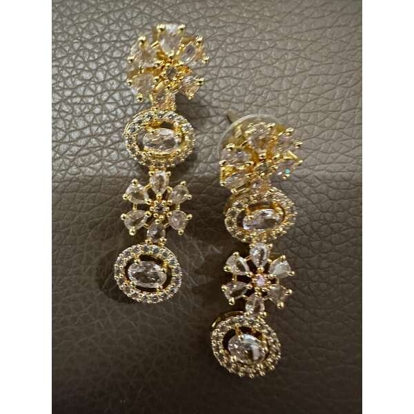 Bollywood ethnic double layer  Indian American daimond ad set gold plated . - Image 2