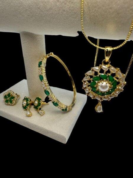 Mother of Pearl & Turquoise Jewelry Set - Gold Plated Elegance - Image 2