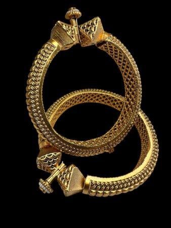 Chunky Kada Set Rajwari Gold Plated Size 2.6/2.8 Openable