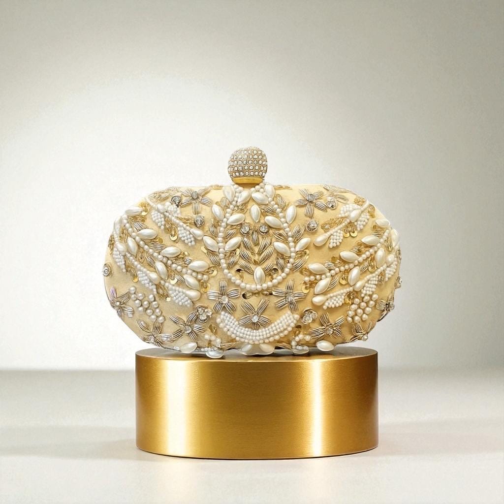 Designer embroidery clutch hand bag rare
