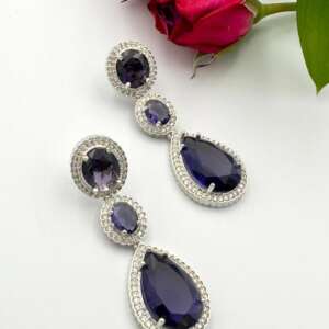 Elegant Amethyst Drop Earrings with Sterling Silver Setting - Luxurious Jewelry Gift for Her
