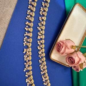 Payal / Anklet Gold Finish with Pearls & Clear Stones
