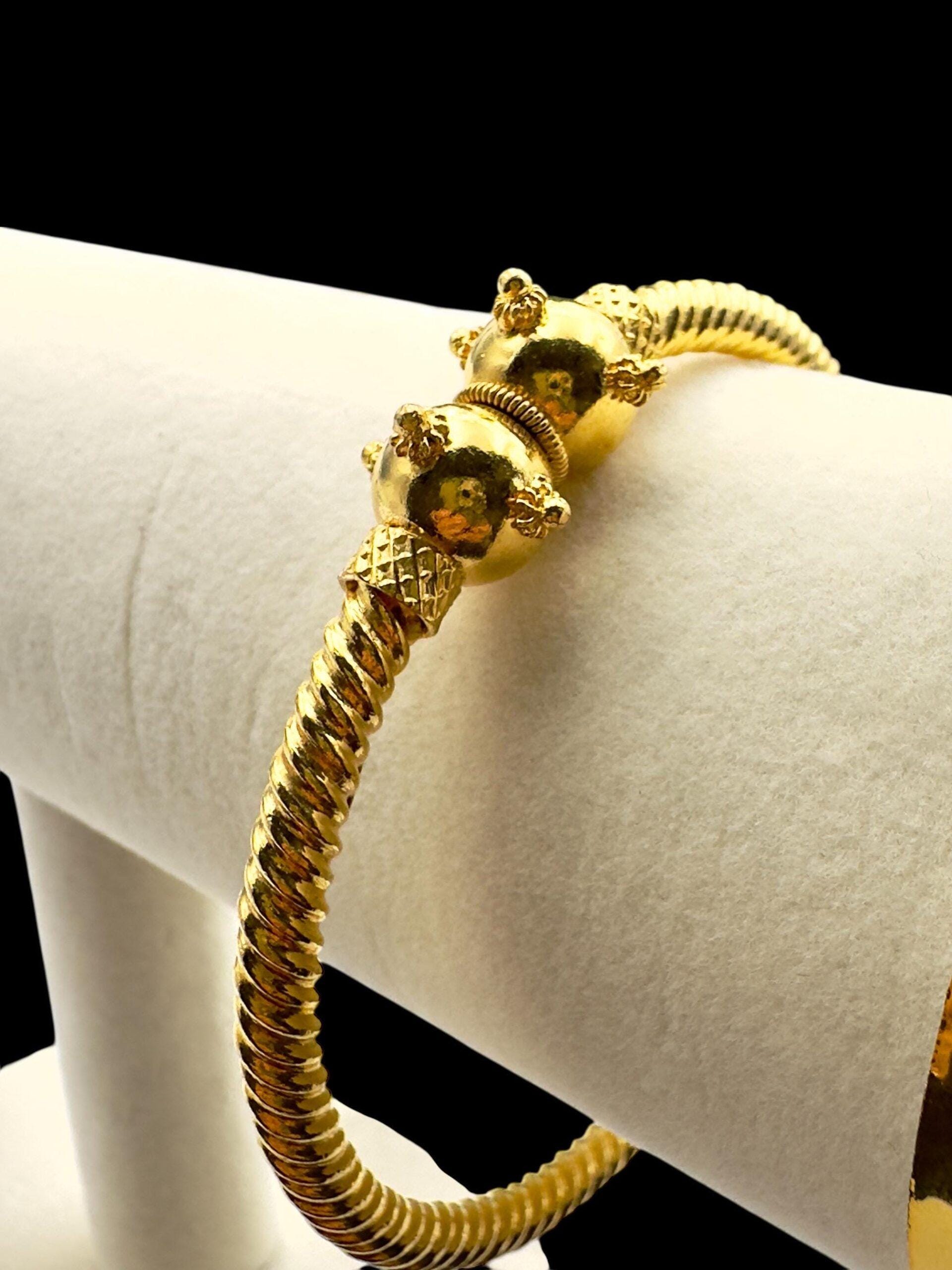 Gold Plated Diamond Bangle – Hinged, Adjustable Women's Bracelet - Image 2