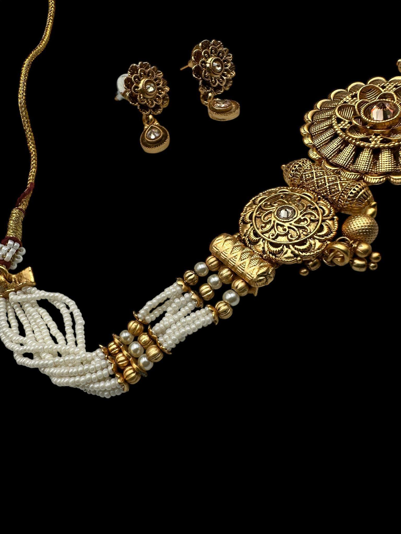 Indian Rajwari Necklace Choker Set - Gold Plated | Traditional Jewelry for Women - Image 3