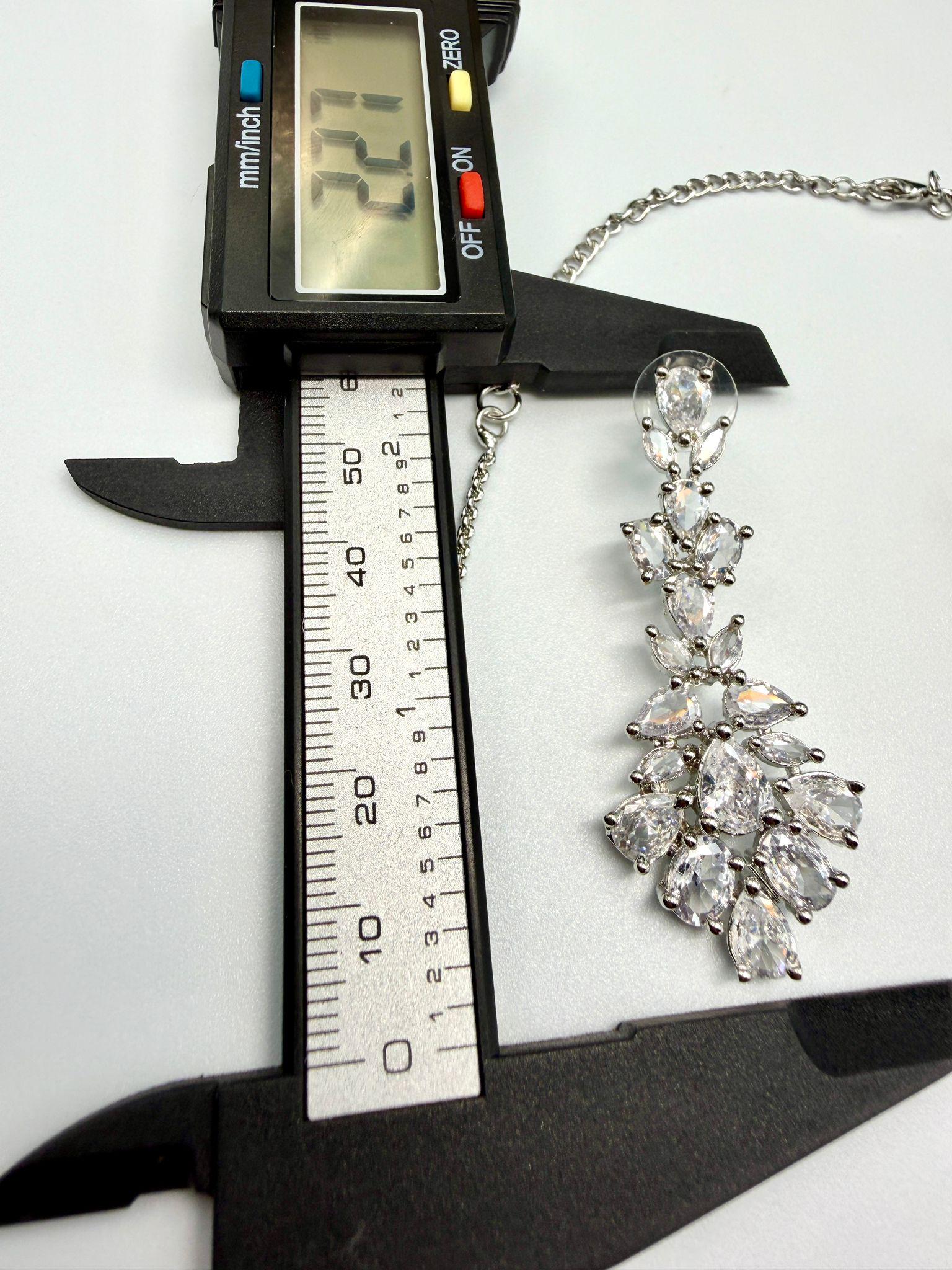 Bollywood ad Necklace & Earrings Set - rhodium | Sparkling prom / wedding / engagement Jewelry - Image 3