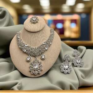 Designer Necklace Set AD Stones Luxury Wedding Party Jewelry