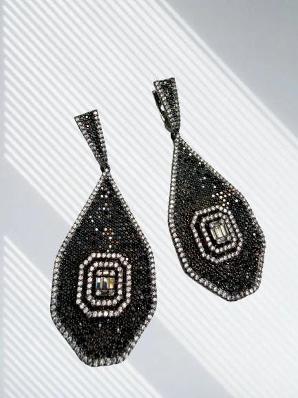 Stunning Multi-Color Cz stones micro ad Teardrop Earrings with Geometric Accent - Elegant Statement Jewelry - Image 4