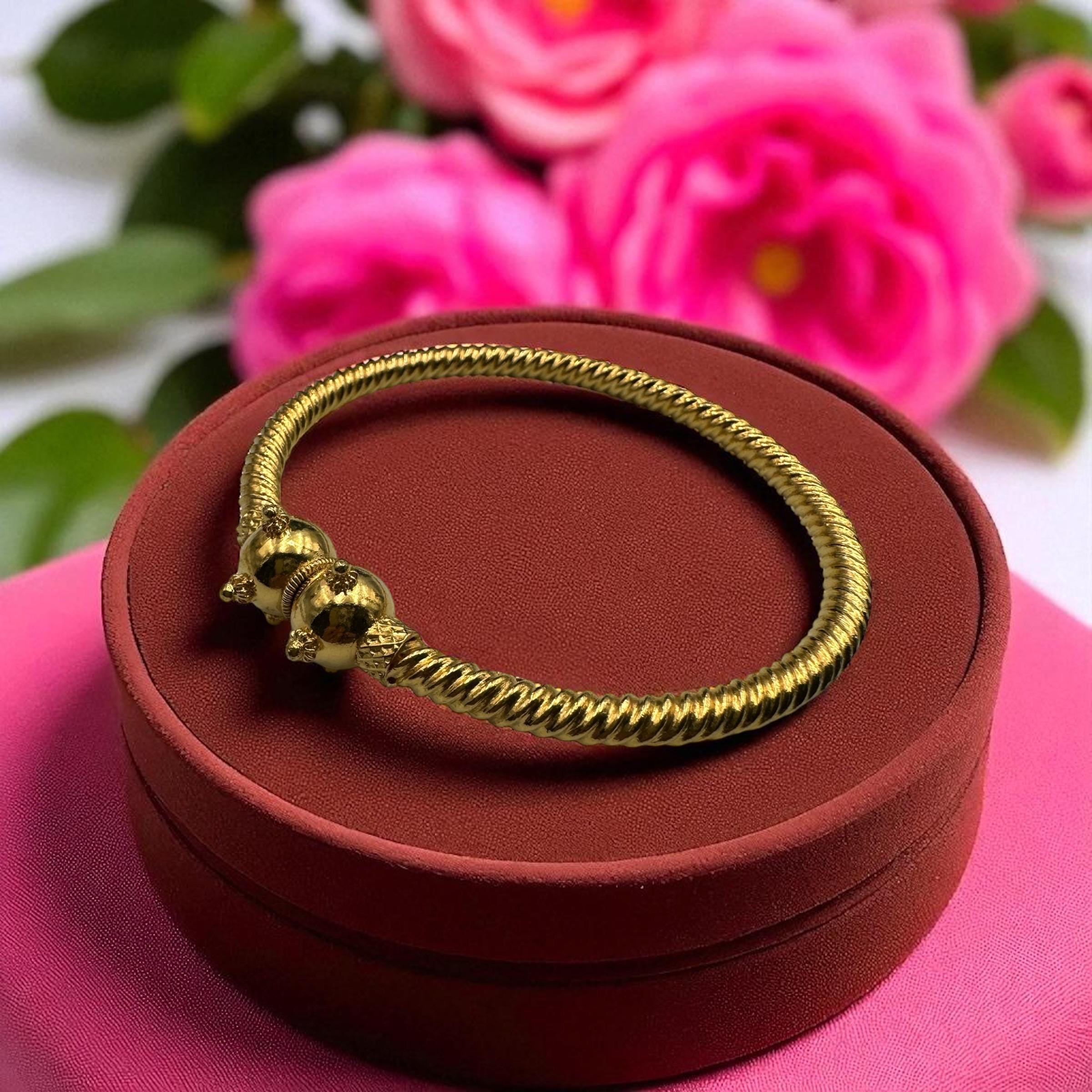 Gold Plated Diamond Bangle – Hinged, Adjustable Women's Bracelet