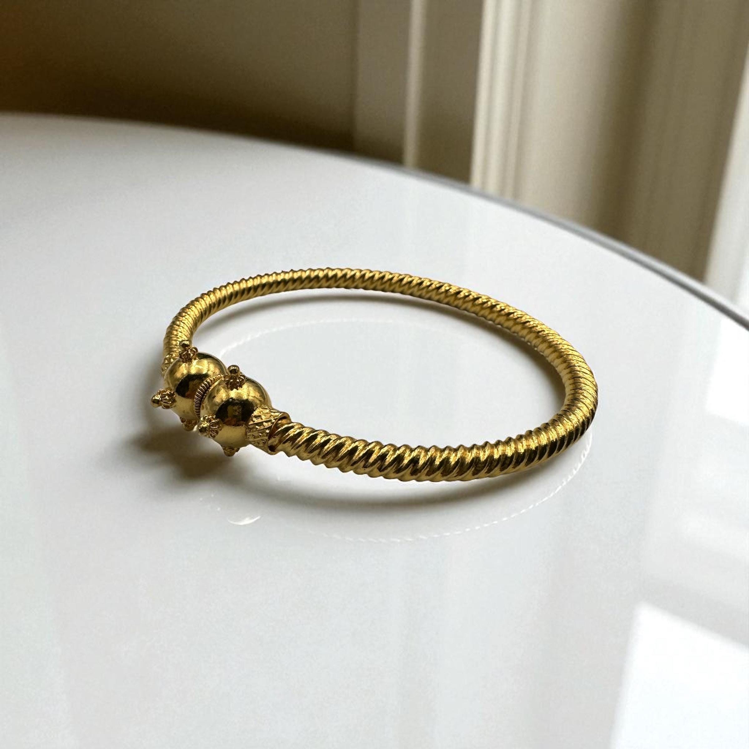 Gold Plated Diamond Bangle – Hinged, Adjustable Women's Bracelet - Image 3