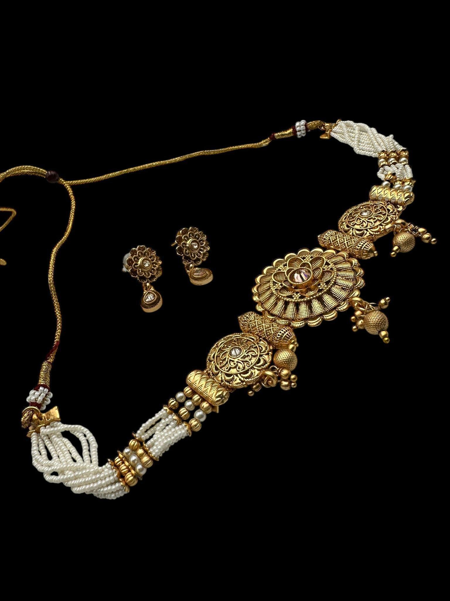 Indian Rajwari Necklace Choker Set - Gold Plated | Traditional Jewelry for Women - Image 2