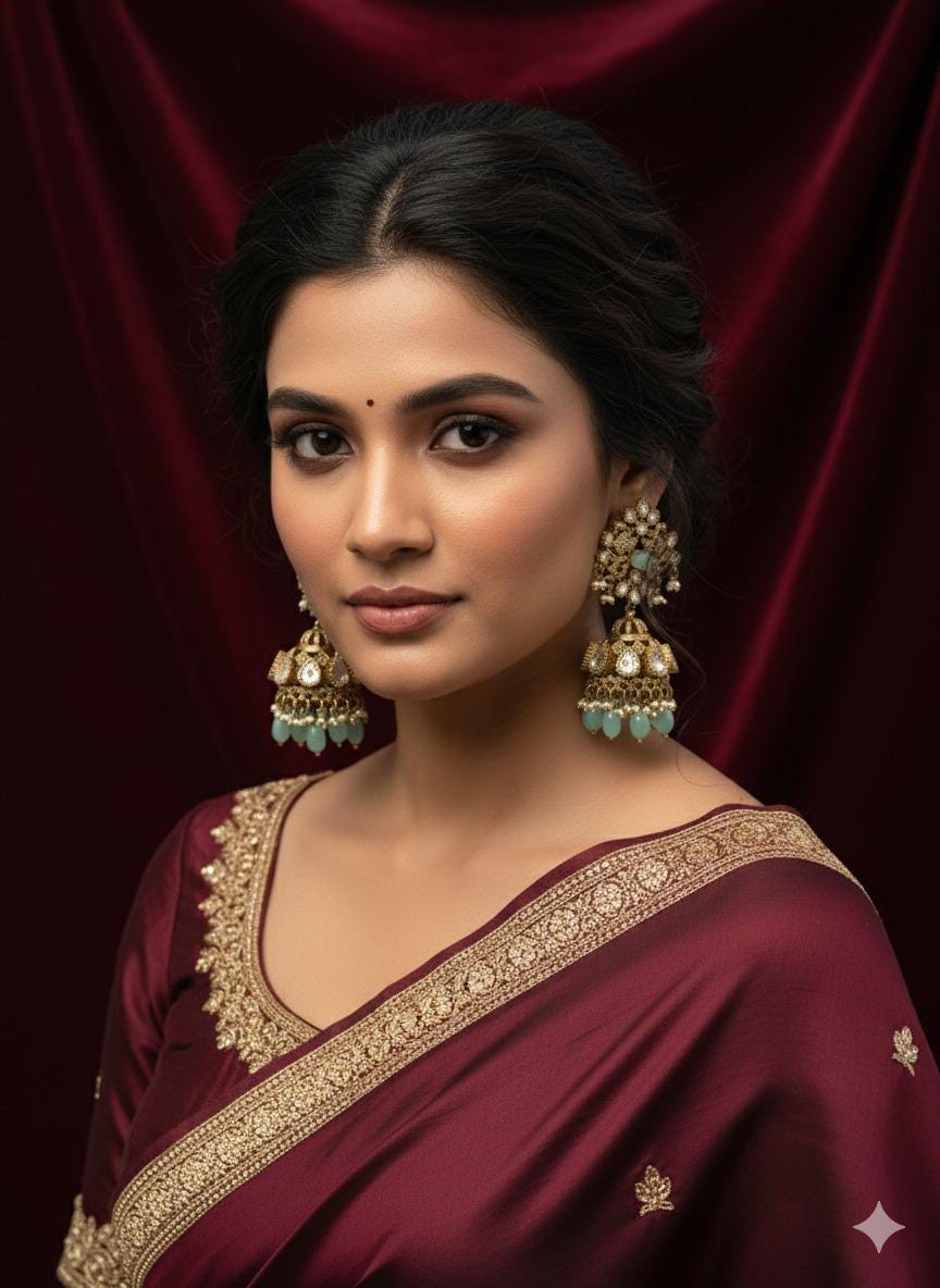 Breathtaking Luxury high end statement Gold-plated Jhumka Earrings with Mint,with cubic Zarconia Stones - Image 2