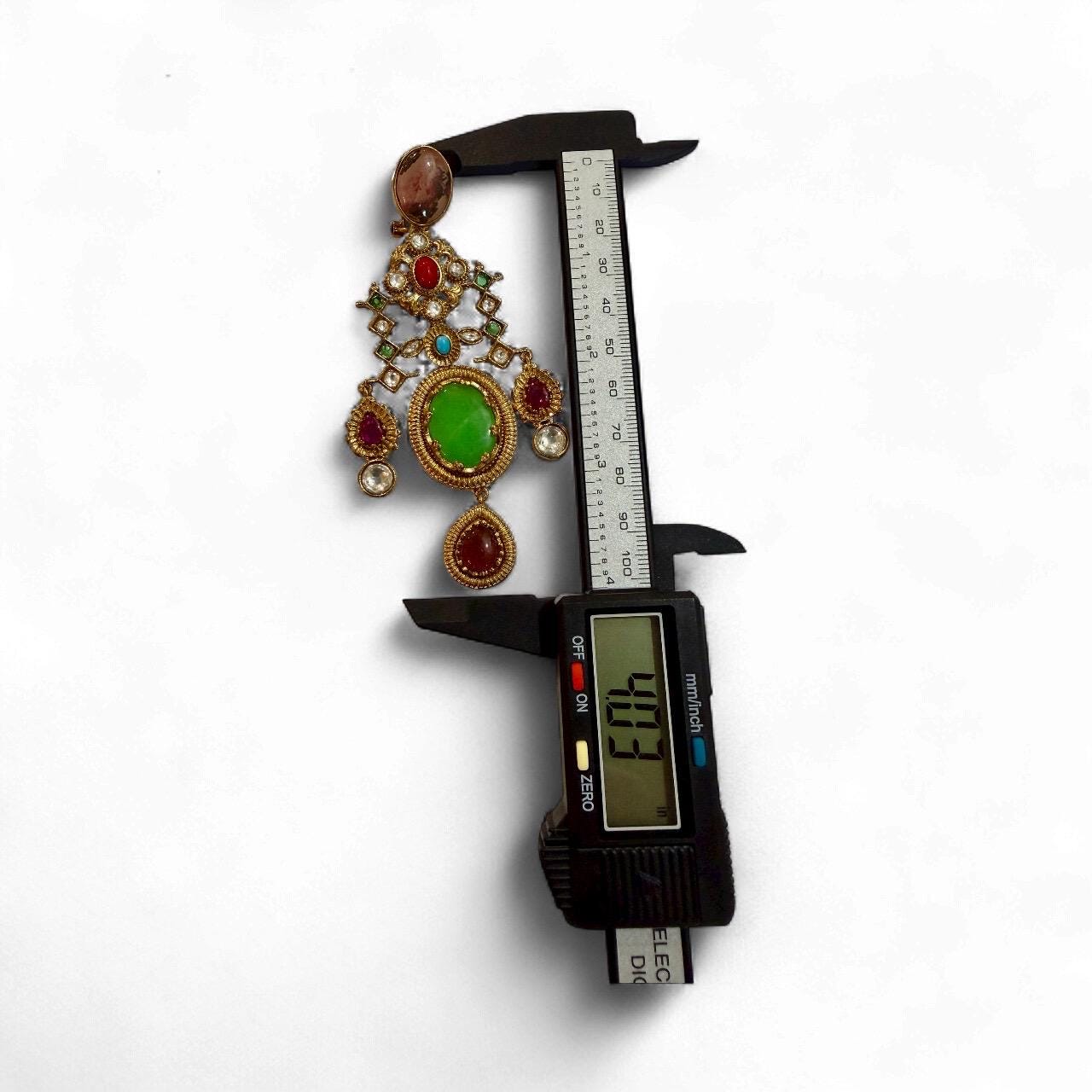 Bollywood Indian Designer Earrings with doublet stone gold plated,Victorian statement piece - Image 6