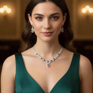 Bollywood  Indian designer American daimond cubic zarconia AD set,multi color stone