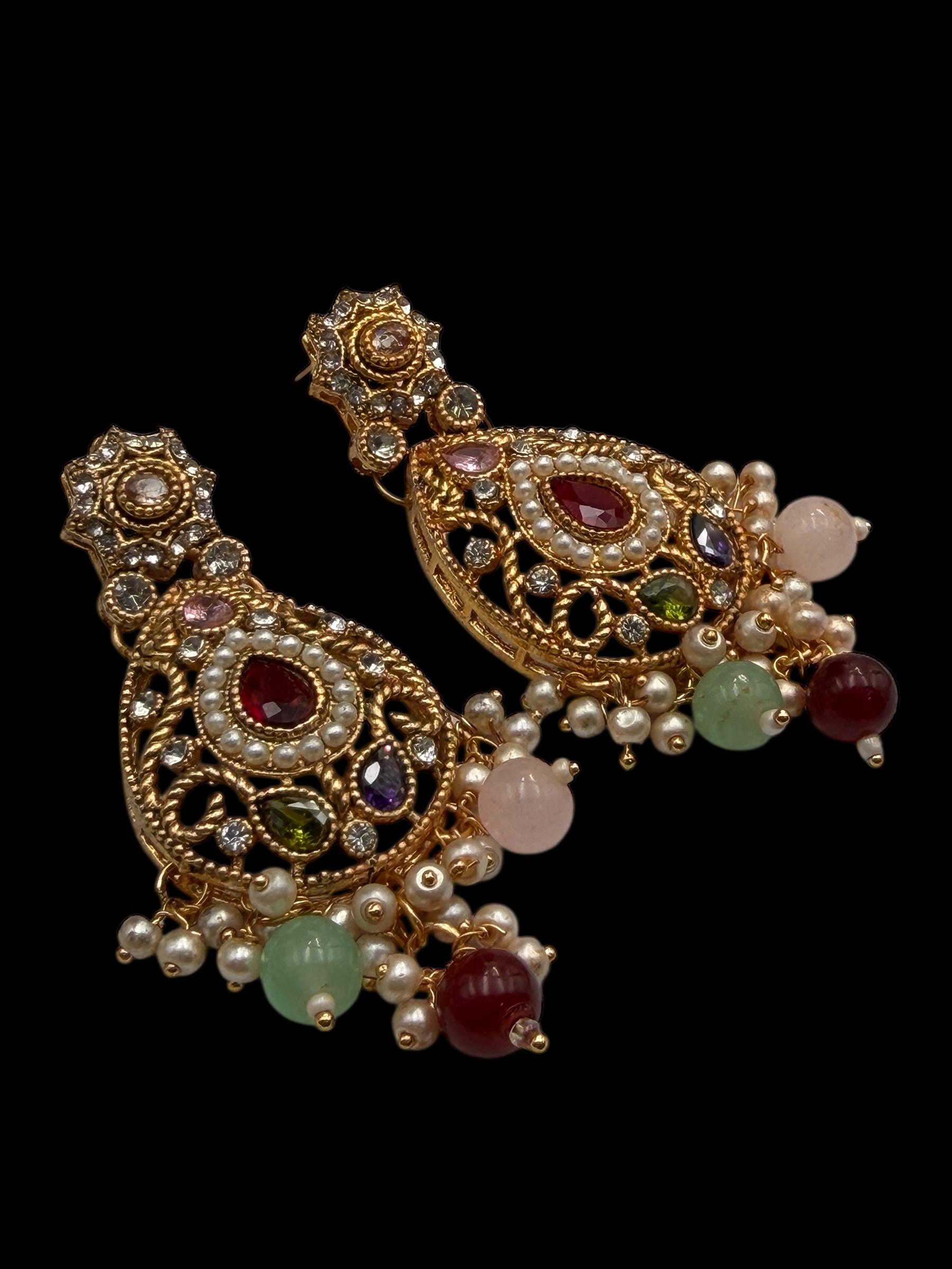 Gold Mala Necklace Set – Indian Pakistani Gemstone Jewelry - Image 3