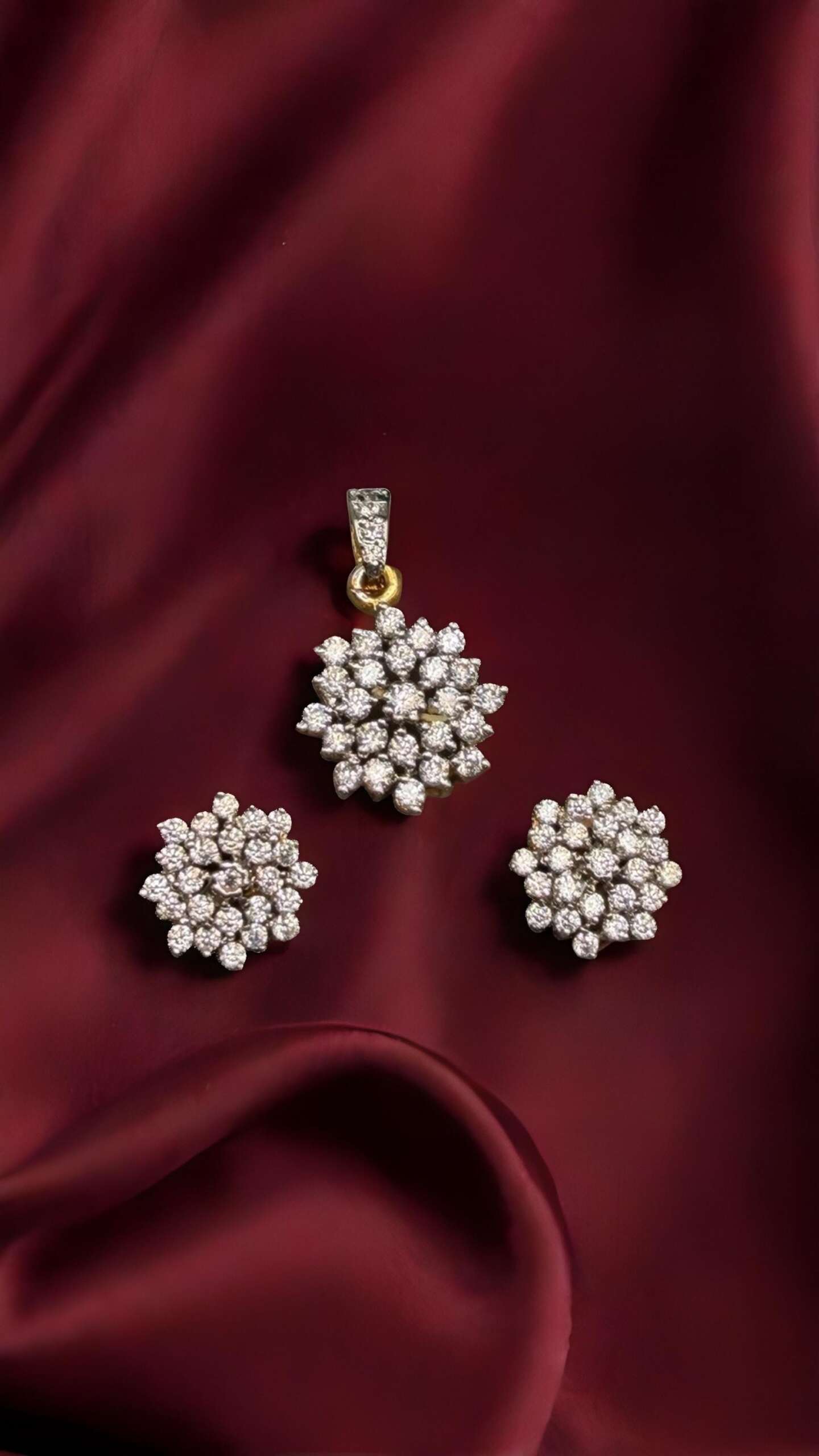 Sterling Silver Pendant and Stud Earring Set, Synthetic Diamond - Image 2