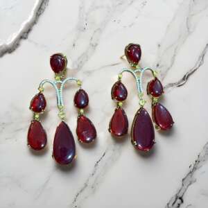 Maroon Chandelier Earrings | Gold Plated Bollywood Statement Jewelry