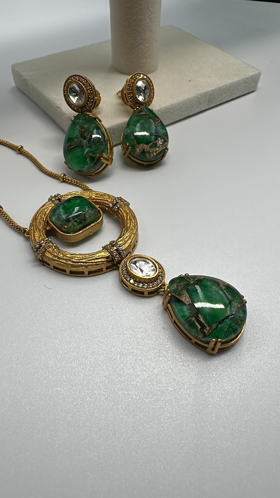 Luxury Multi Color Necklace Set | Gold-Plated Statement Jewelry with Earrings | Handmade Designer Stone Jewelry | Bridal & Party Necklace - Image 2