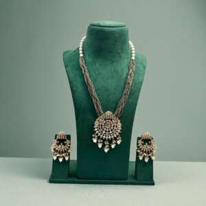 Antique Kundan Pearl mala Set | Vintage Polki Jewelry | Bridal Beaded Necklace with studs