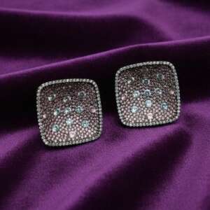 Sparkling Square Earrings | Diamond Studded Luxury