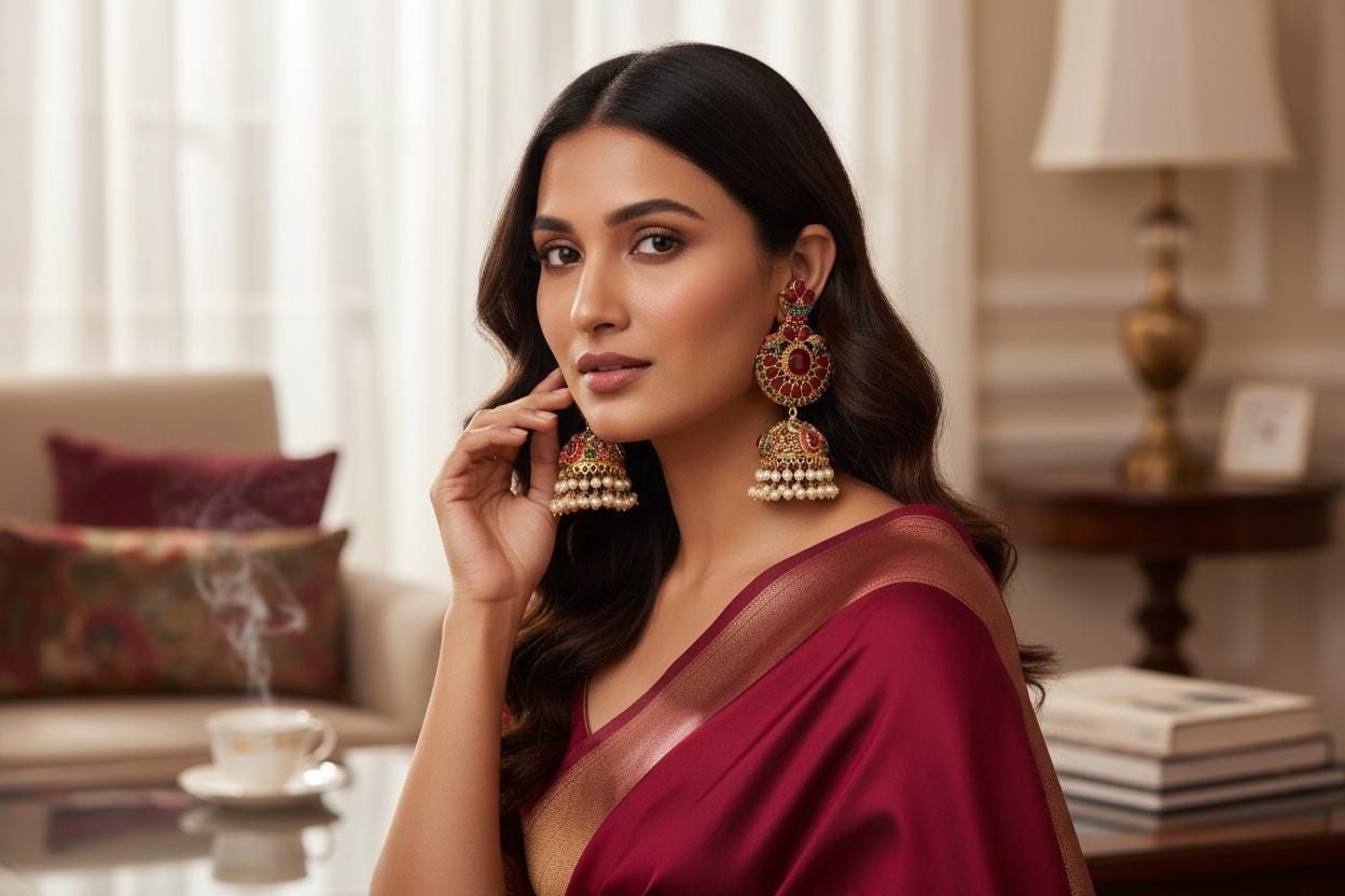 Red Jadao Jhumka Earrings | Gold Plated Pearl Dangle Earrings | Bridal Indian Traditional Jewelry - Image 2