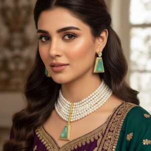 Bollywood ethnic Indian designer choker  set antique gold finish set with pearls