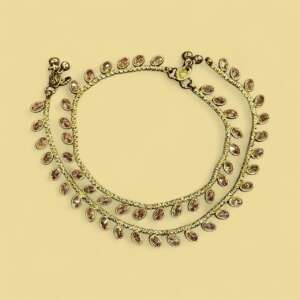 Gold Kundan Anklet Set | Indian Payal with CZ Stones | Bridal Foot Jewelry | Handmade Ethnic Anklets for Women | Traditional Jewelry