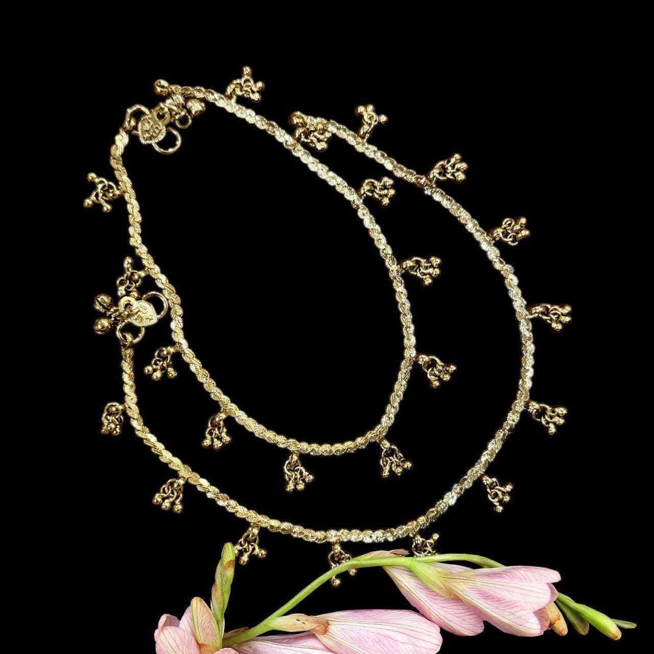 Gold Kundan Anklet Set | Indian Payal with CZ Stones | Bridal Foot Jewelry | Handmade Ethnic Anklets for Women | Traditional Jewelry - Image 2