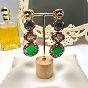 Sabyasachi inspired  emerald color Stone Earrings | Gold-Tone Statement Jewelry