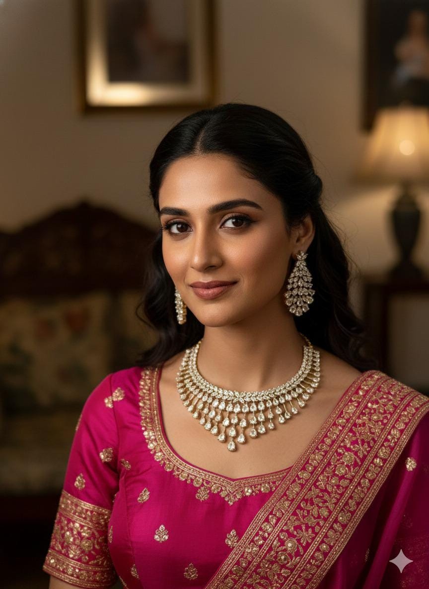 Ad stone Bridal Jewelry Set | Teardrop Choker Necklace & Statement Earrings | Wedding Jewelry Set for Bride - Image 2