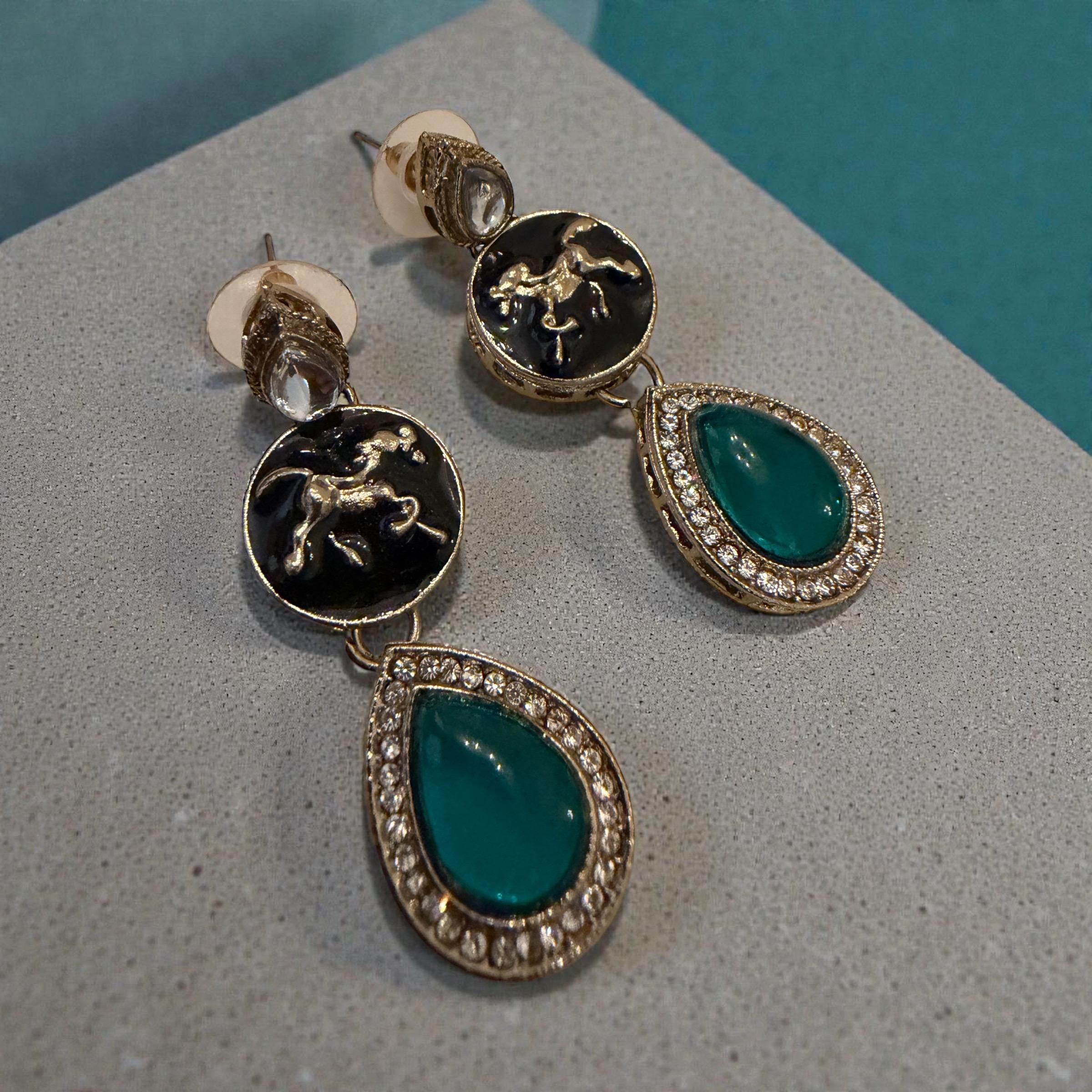 Sabyasachi inspired Earrings - Handcrafted Polki Jewelry Kundan Stones