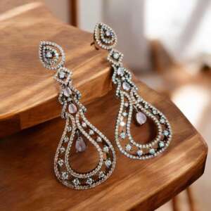 Pink   Teardrop high end Earrings | CZ Crystal Bridal Statement Earrings | Wedding Jewelry