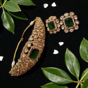 Regal Green monzonite Choker Set with Matching Stud Earrings | Vintage Bridal Statement Jewelry