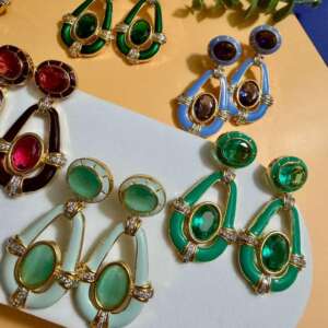 Colorful Enamel Drop Earrings Statement Designer Earrings Modern Jewelry Gift for Women – 6 Colors Available
