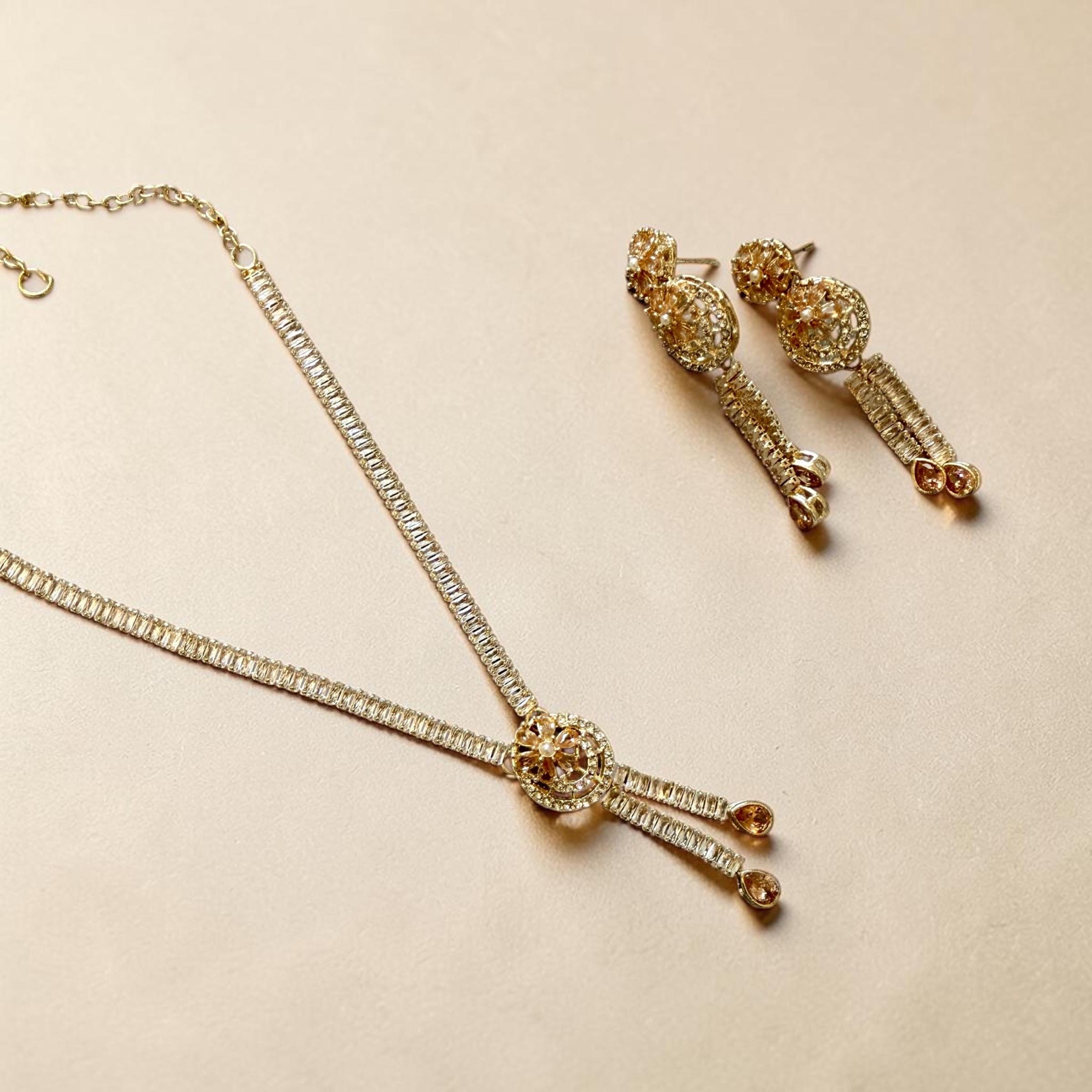 Black Stone Gold Finish Necklace Set | Pearl Drop Earrings | Elegant Party Jewelry | Handmade Minimal Gift for Her - Image 2