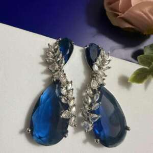 Royal Blue Drop Earrings Sapphire Teardrop Statement Earrings Elegant Bridal Jewelry