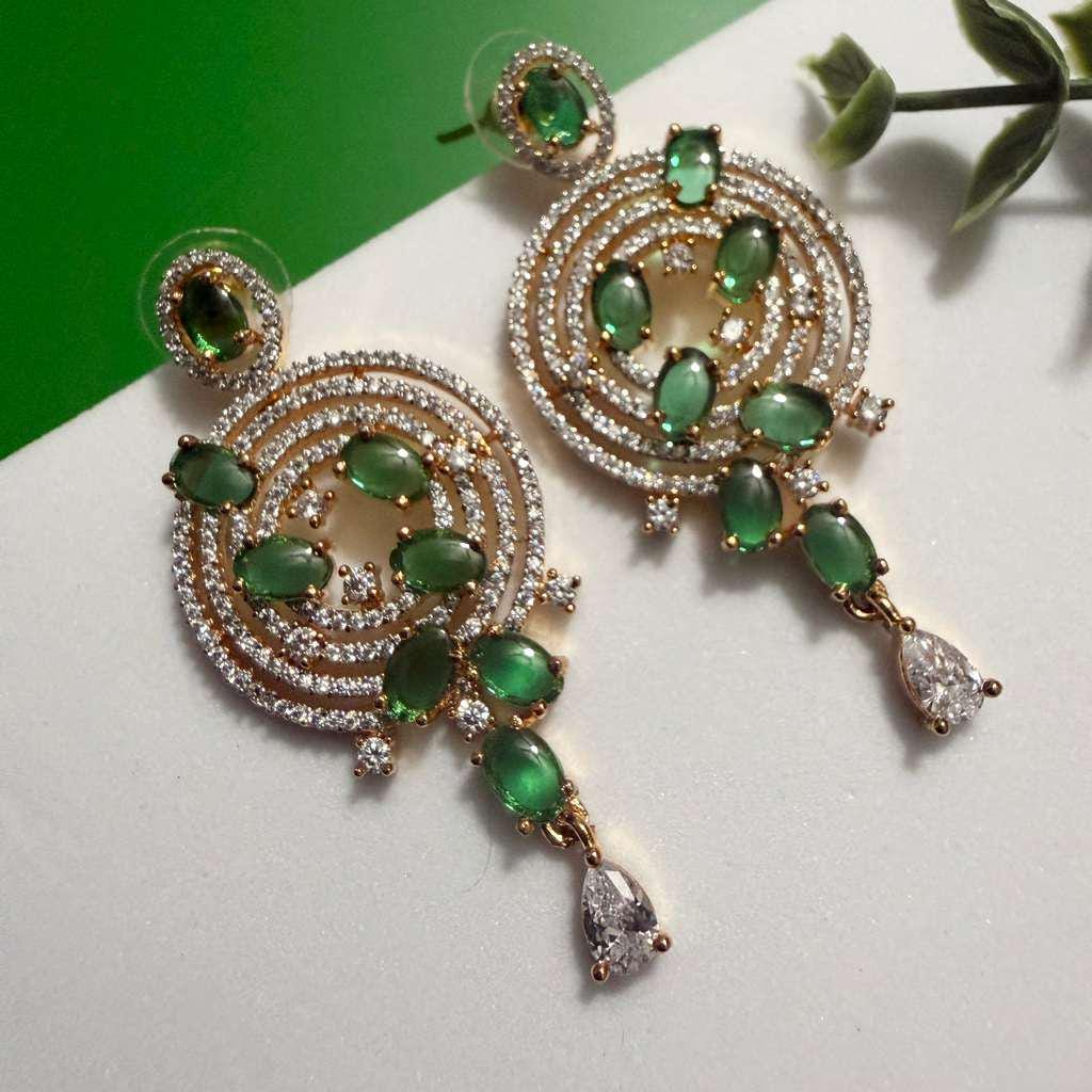 Emerald Green Statement Earrings Gold Spiral Drop Earrings Luxury Bridal Earrings Wedding - Image 4
